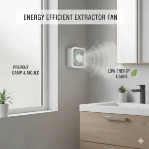 An eco-friendly bathroom extractor fan designed to prevent damp and mould while using minimal energy.