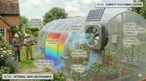 An infographic comparing the running costs of a solar fan for greenhouse vs a traditional mains-electric extractor fan.