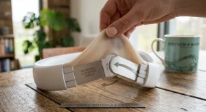 Lightweight design of the best neck fan, highlighting the soft-touch materials for comfortable all-day wear