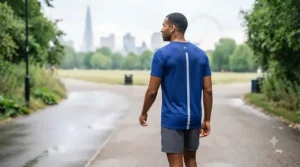 A sports cooling shirt showing breathable mesh panels for ventilation.