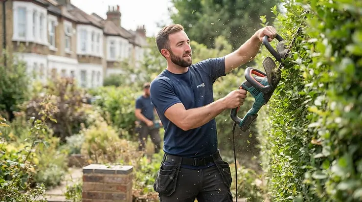 A tradesperson wearing a grey cooling work shirt for a comfortable, ergonomic fit.