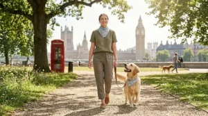 Demonstrating the adjustable tie-back design of the cooling bandana for a comfortable, secure fit.