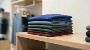 A sizing chart displayed next to the sports cooling shirt.