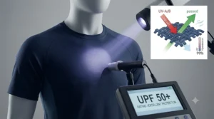 Diagram demonstrating UV-blocking properties of the professional cooling work shirt.