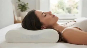 Close-up of a breathable gel-infused memory foam layer showing airflow channels for temperature regulation during warm nights.