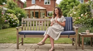 A versatile cooling cushion adapted for use on an outdoor sun lounger in a back garden during a heatwave.