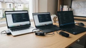 Universal USB-C laptop cooling device compatible with various slimline notebook models.